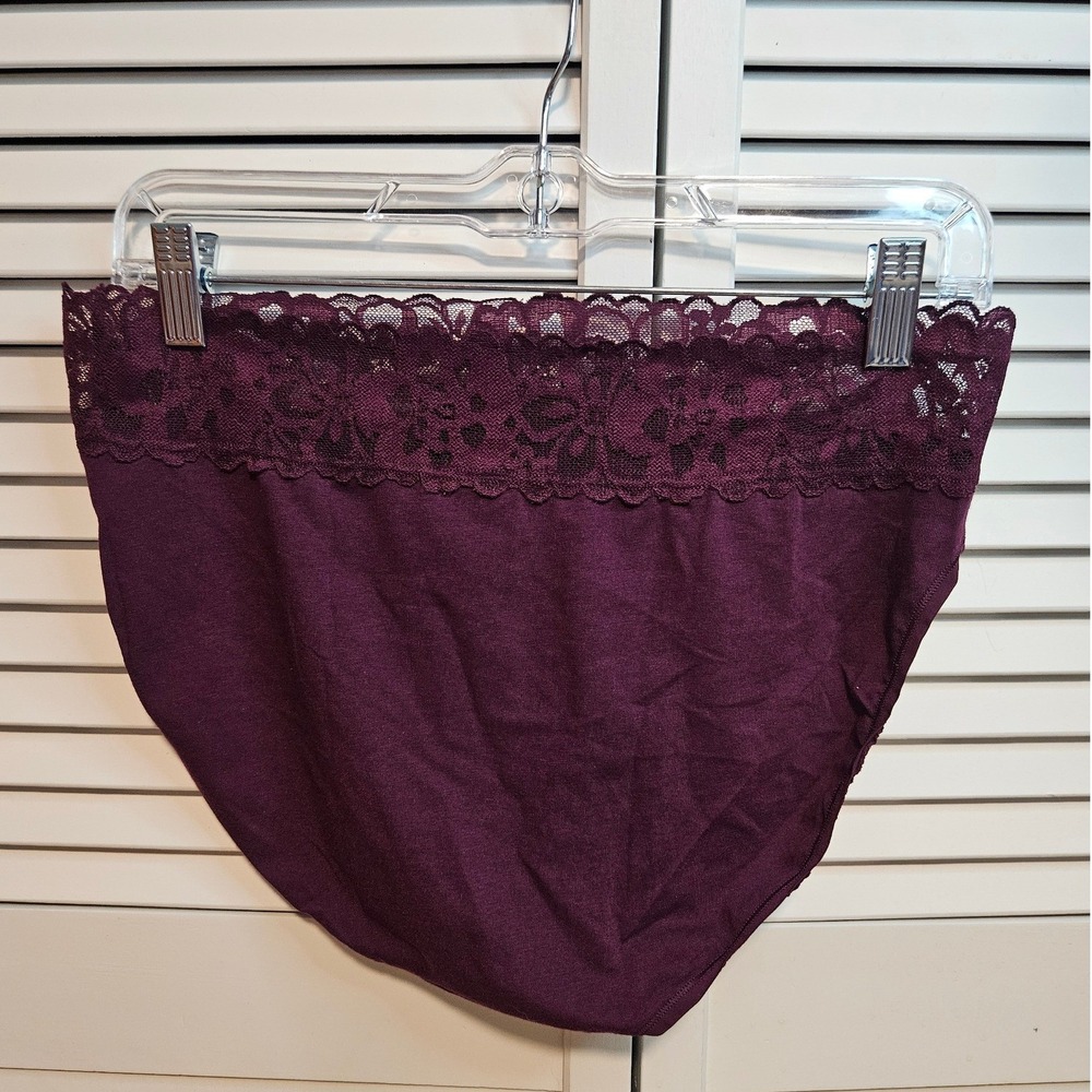 Victoria's Secret Plum Purple Lace Trim High-Leg Brief Panty XL 395077-BPV - Picture 2 of 4